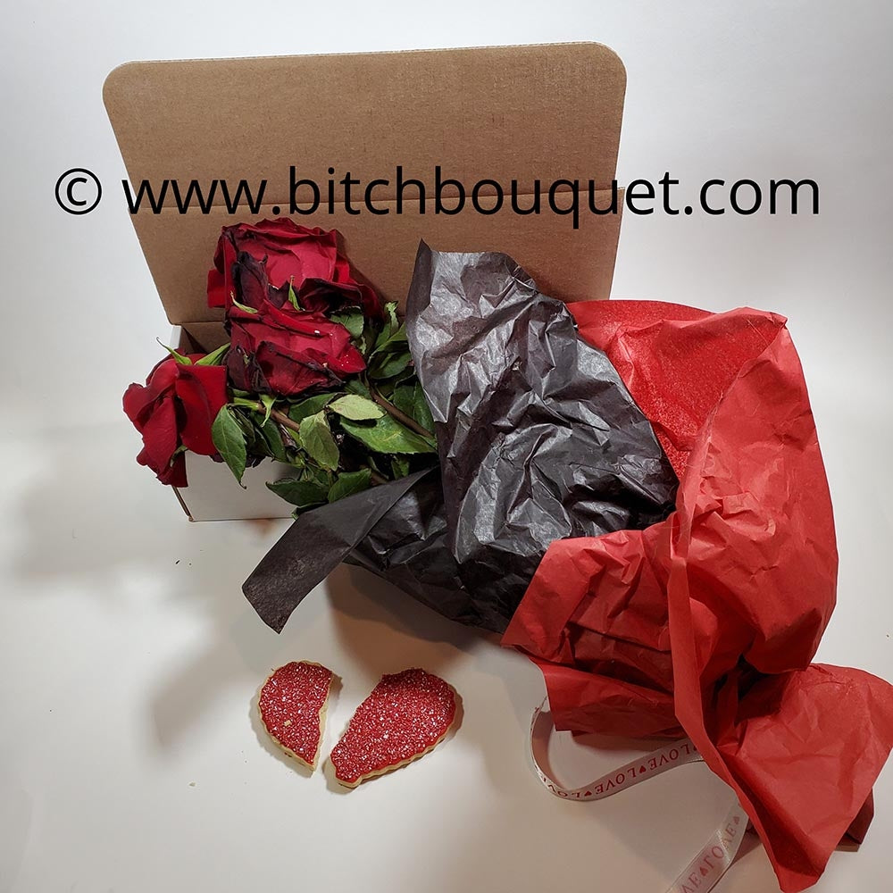 Valentine Dead Rose Valentine Broken Cookie  Flower Box 
